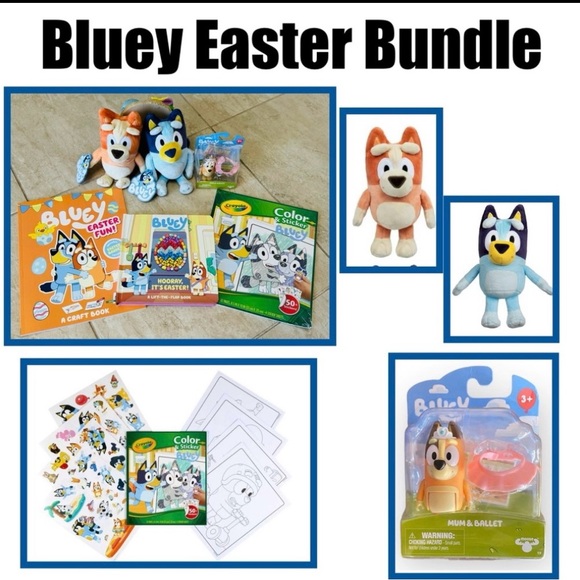 Bluey Other - Bluey Easter Bundle-Bluey & Bingo Duo Stuffed Animals, Mum Figured, & Books